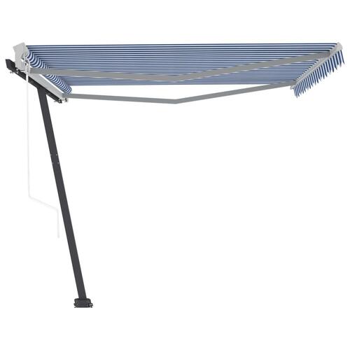 Fritstående markise 400x350 cm automatisk betjening blå/hvid