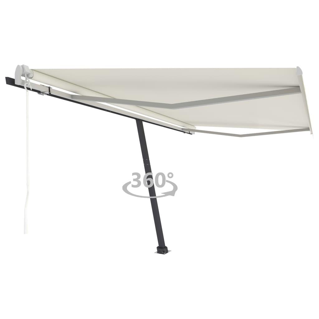 Fritstående markise 400x350 cm automatisk betjening cremefarvet