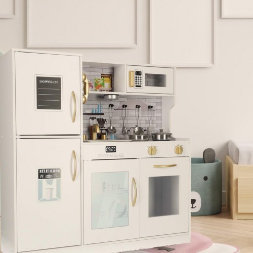 Legetøjskøkken i træ til børn med køleskab