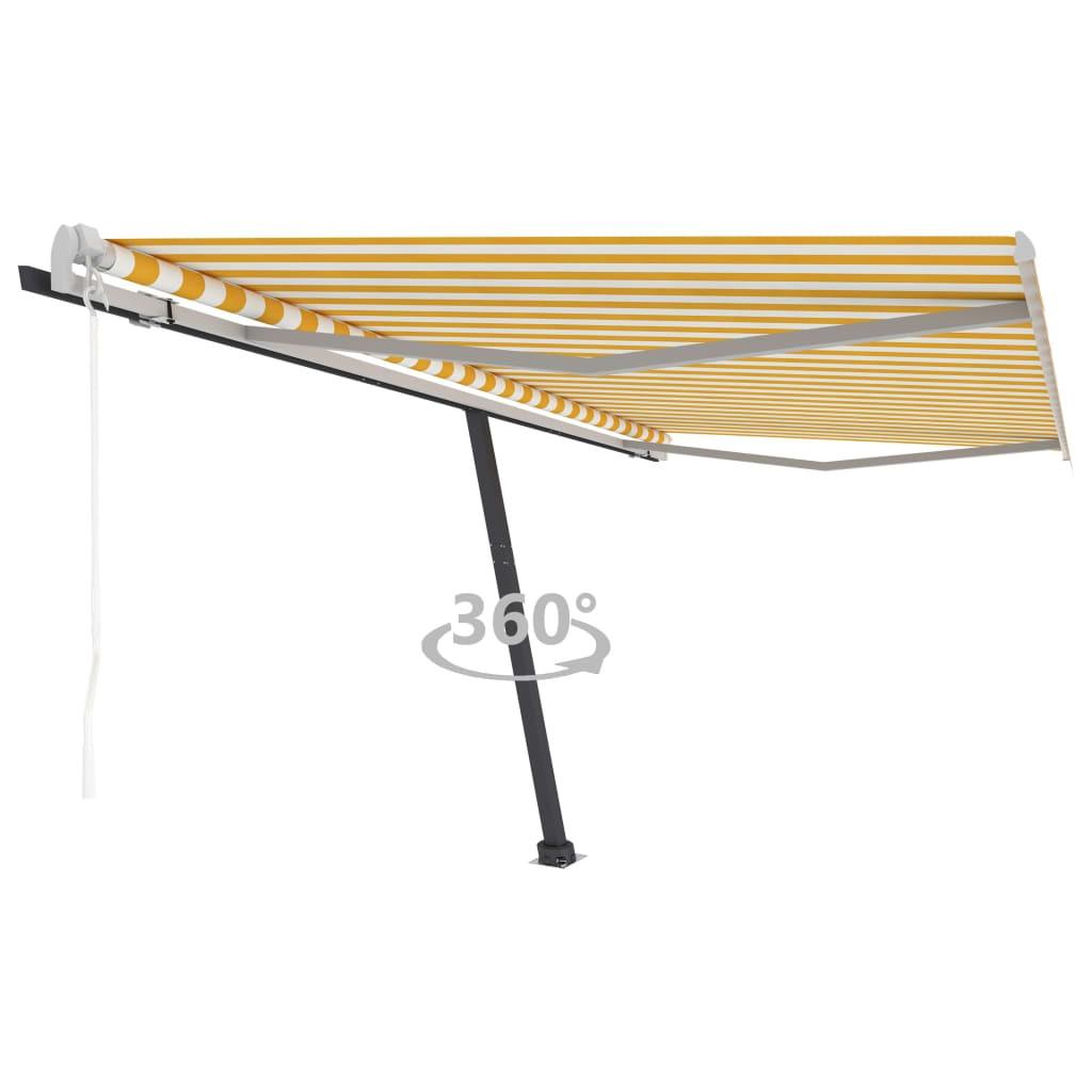 Fritstående markise 400x350 cm automatisk betjening gul/hvid