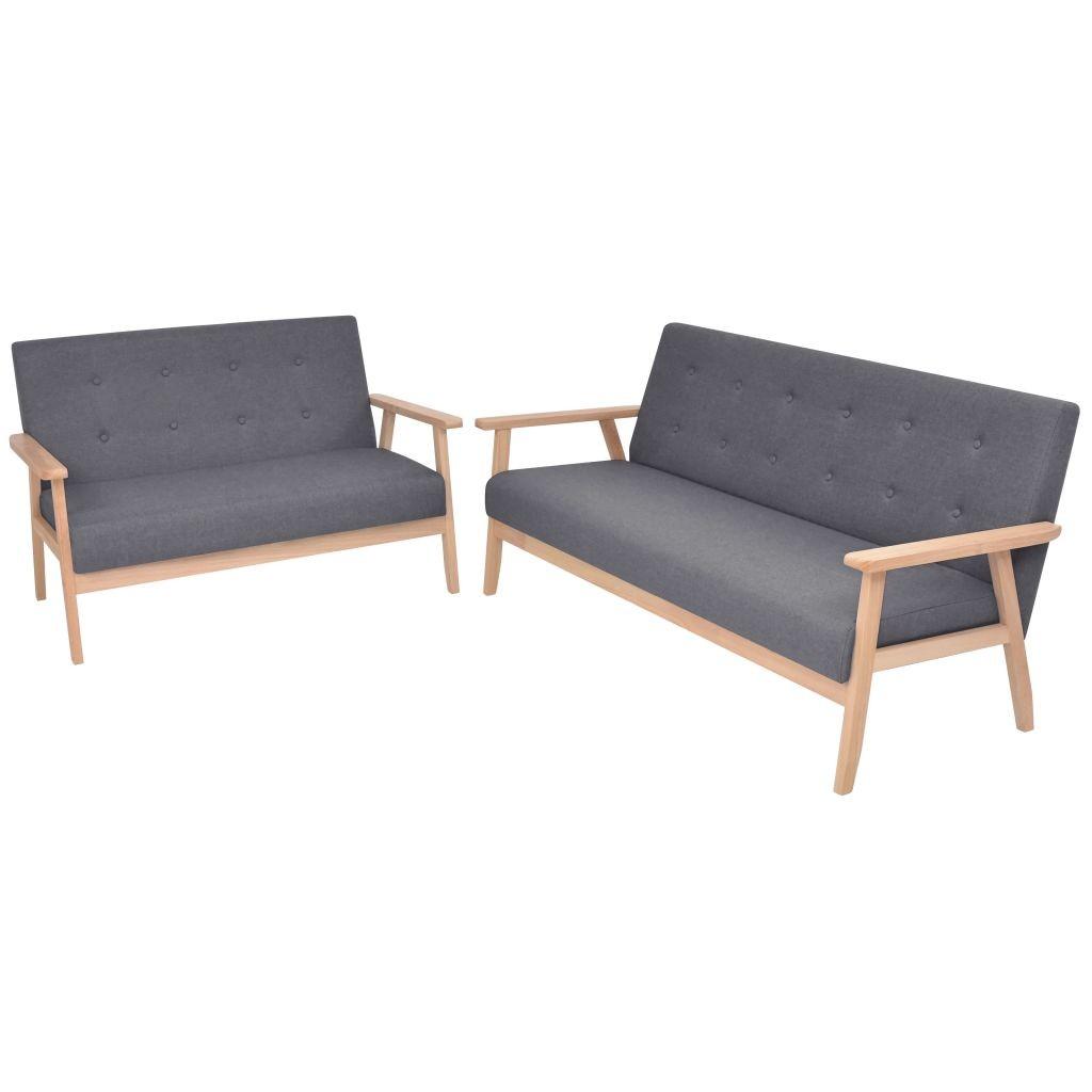 Sofasæt i 2 dele stof mørkegrå