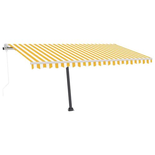 Fritstående markise 400x350 cm automatisk betjening gul/hvid