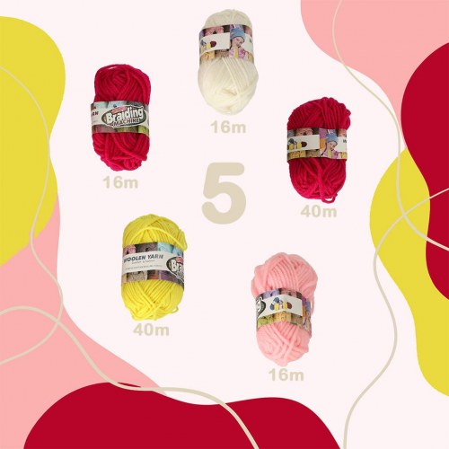 Strikkemaskine sæt med garn i 5 farver + tilbehør