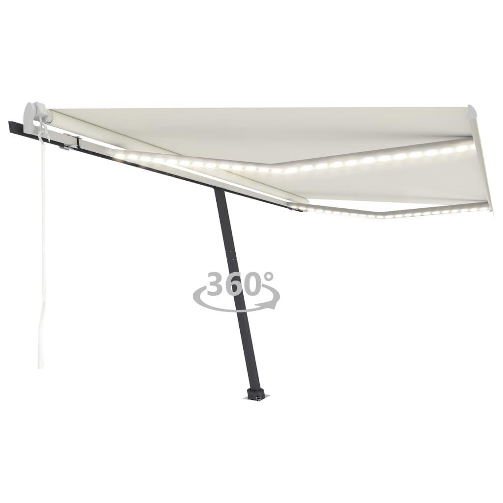 Markise m. LED + vindsensor 400x350 cm automatisk creme