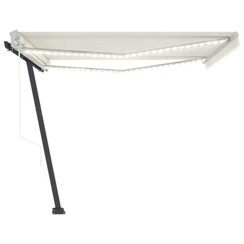 Markise m. LED + vindsensor 400x350 cm automatisk creme