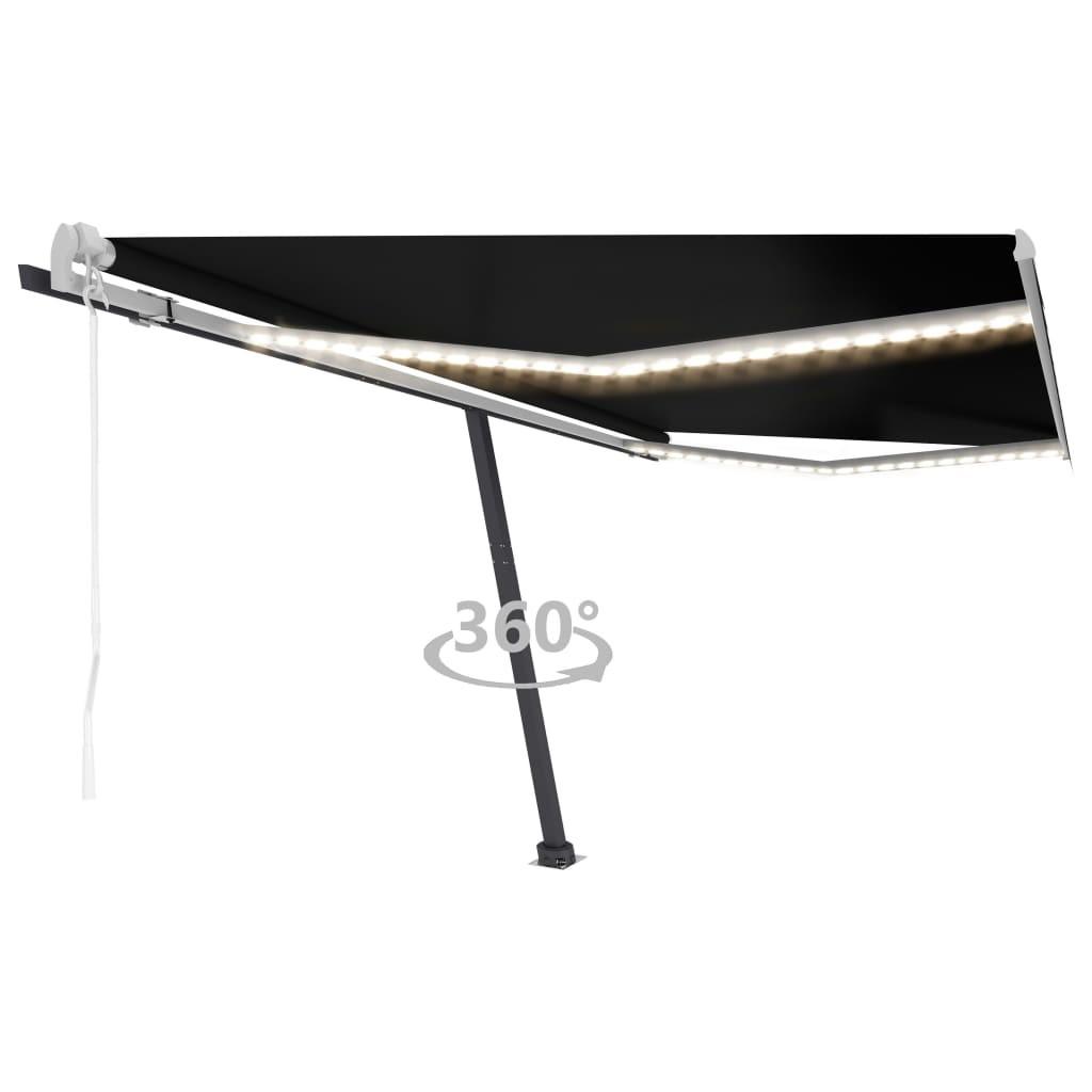 Markise m. LED + vindsensor 400x350 cm automatisk antracit