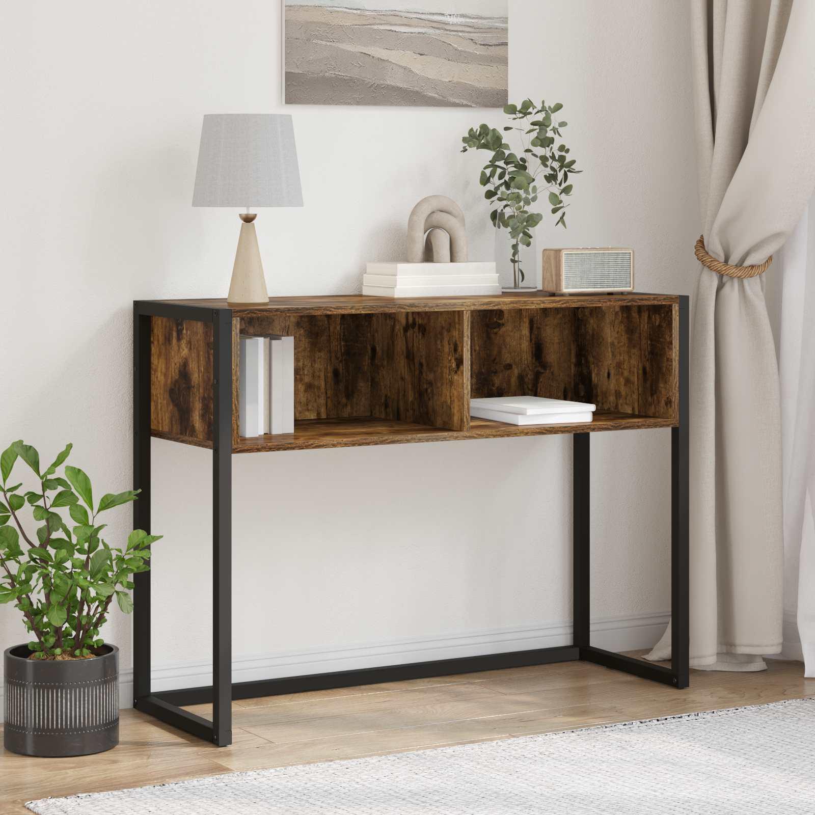 Endebord Røget Eg 100 x 36 x 75 cm Konstrueret træ billede