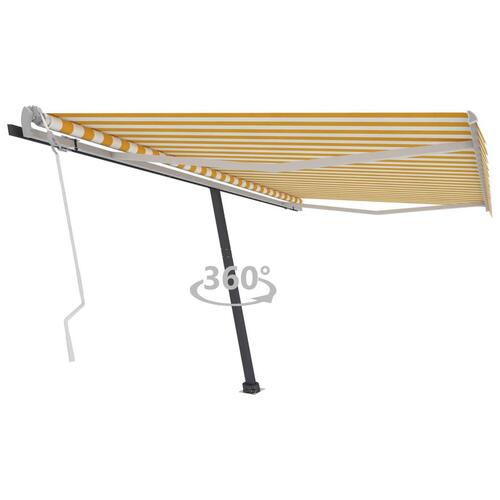 Fritstående markise 450x350 cm manuel betjening gul/hvid