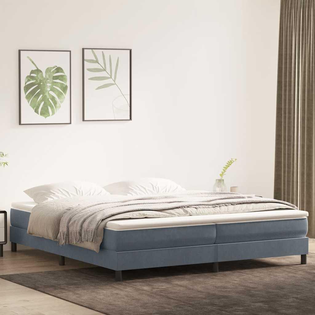 Kontinentalseng med madras 180 x 210 cm - fløjl, mørkegrå billede
