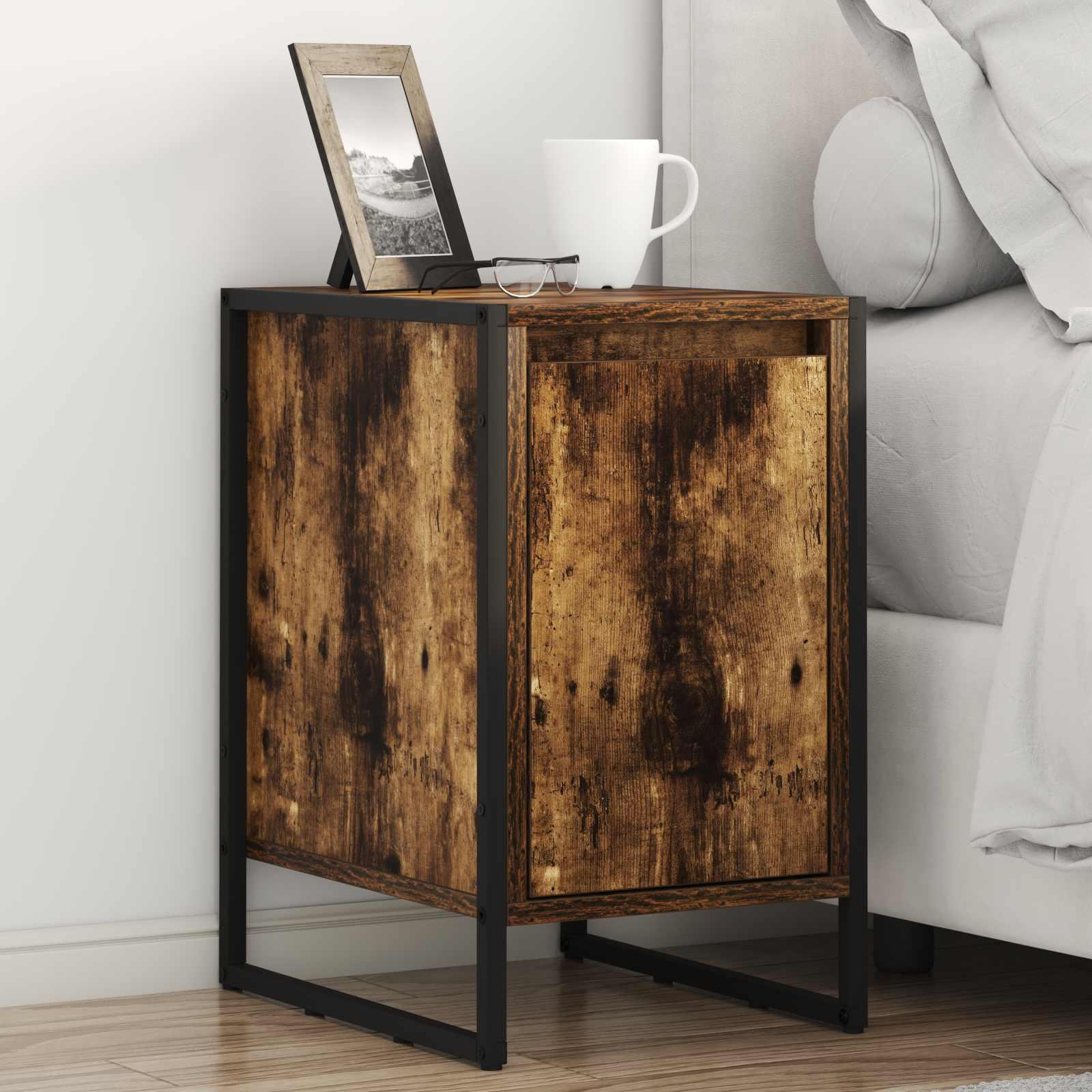 Sengebord 2 stk Røget Eg 39,5 x 30 x 50 cm Konstrueret træ billede