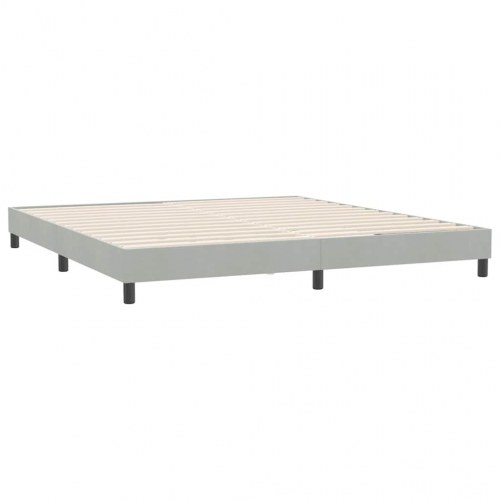 Sengeramme i fløjl - 180x210 cm, lysegrå, med lamelbund