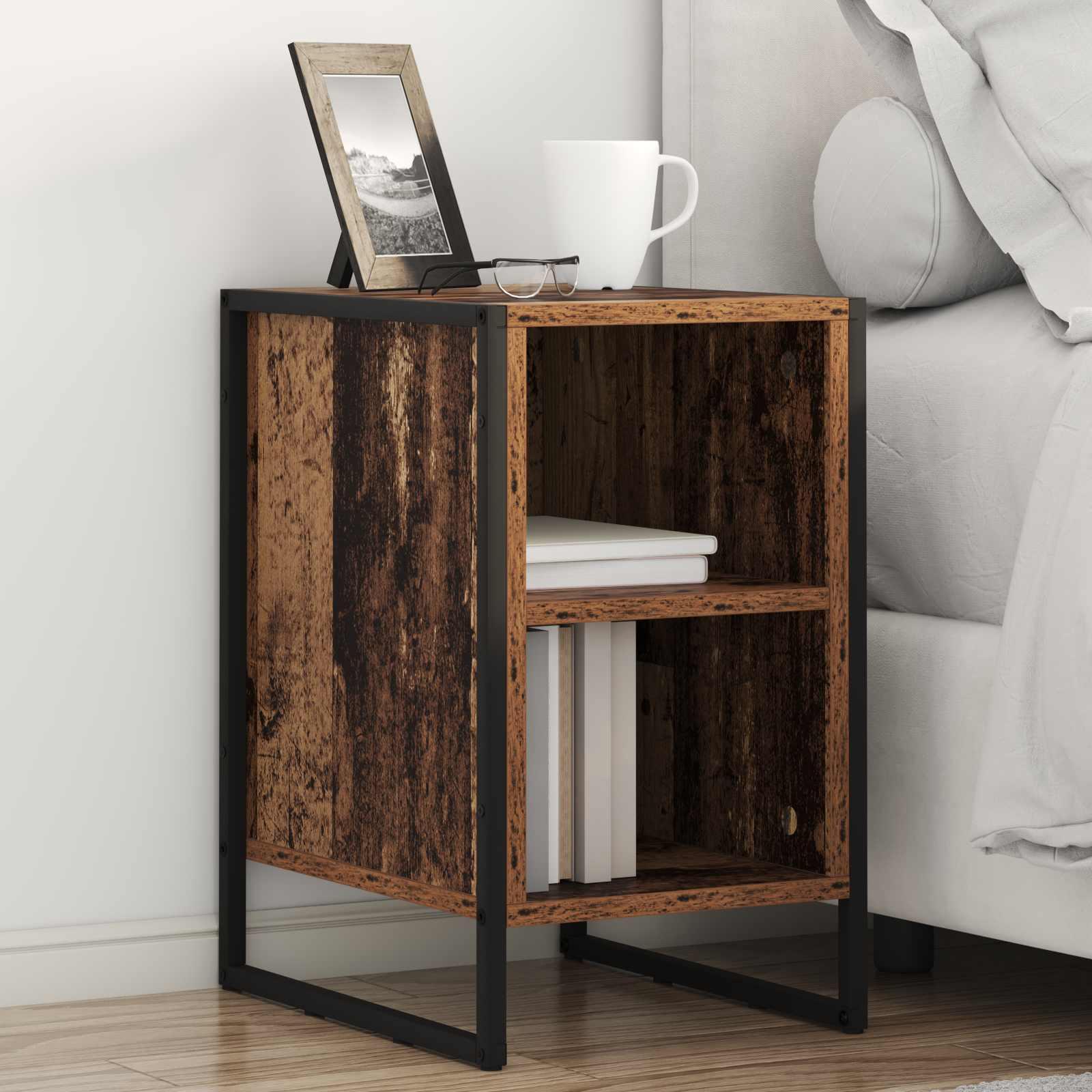 Sengebord 2 stk Gammelt træ 39,5 x 30 x 50 cm Konstrueret træ billede