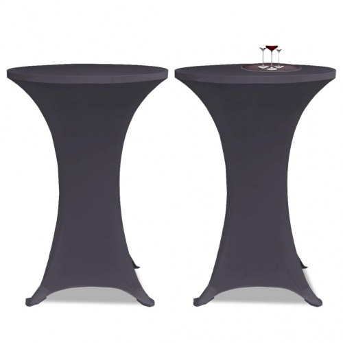 Bordovertræk i stretch - 2 stk., Ø70 cm, antracitgrå