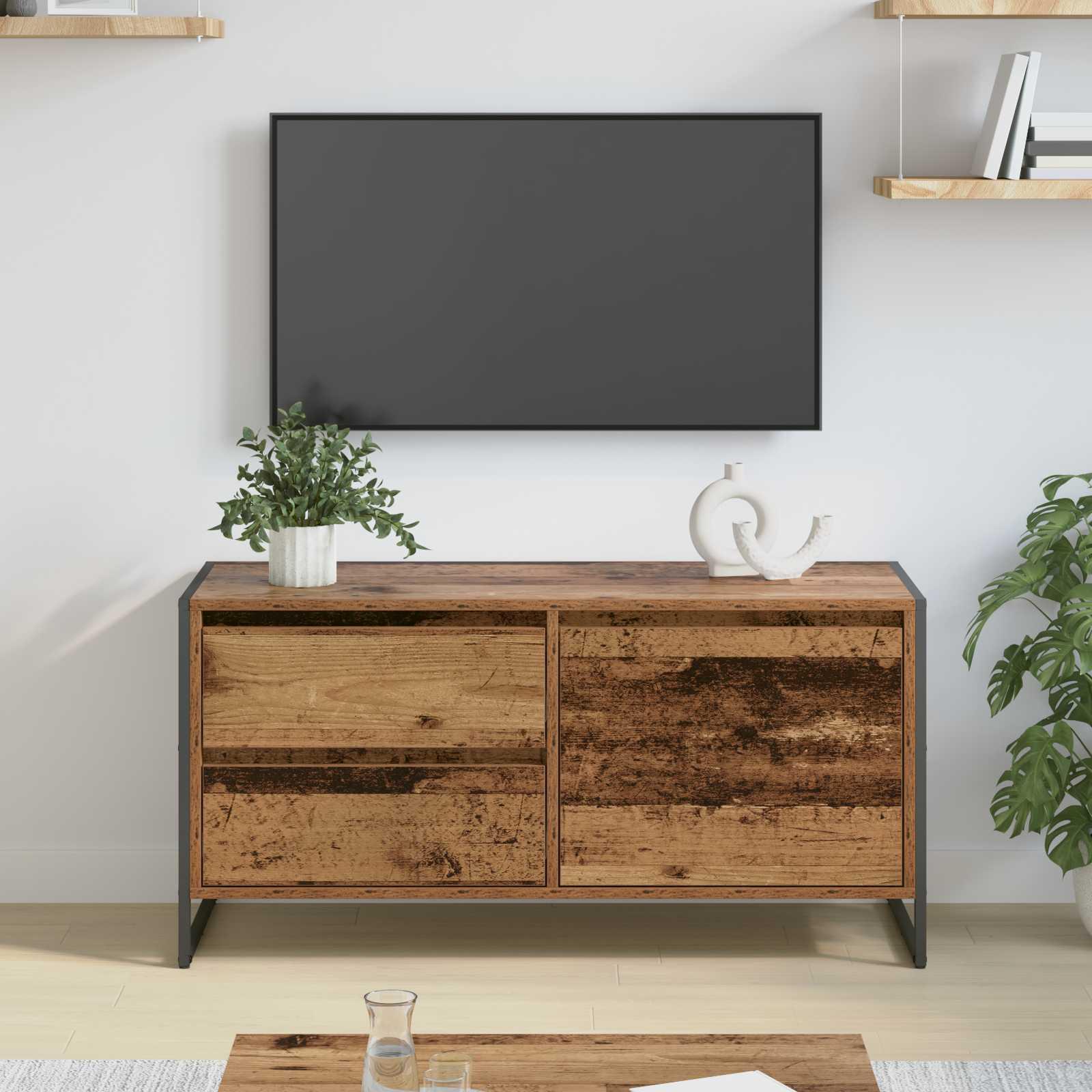 TV-skab Gammelt træ 100 x 36 x 49,5 cm Konstrueret træ billede