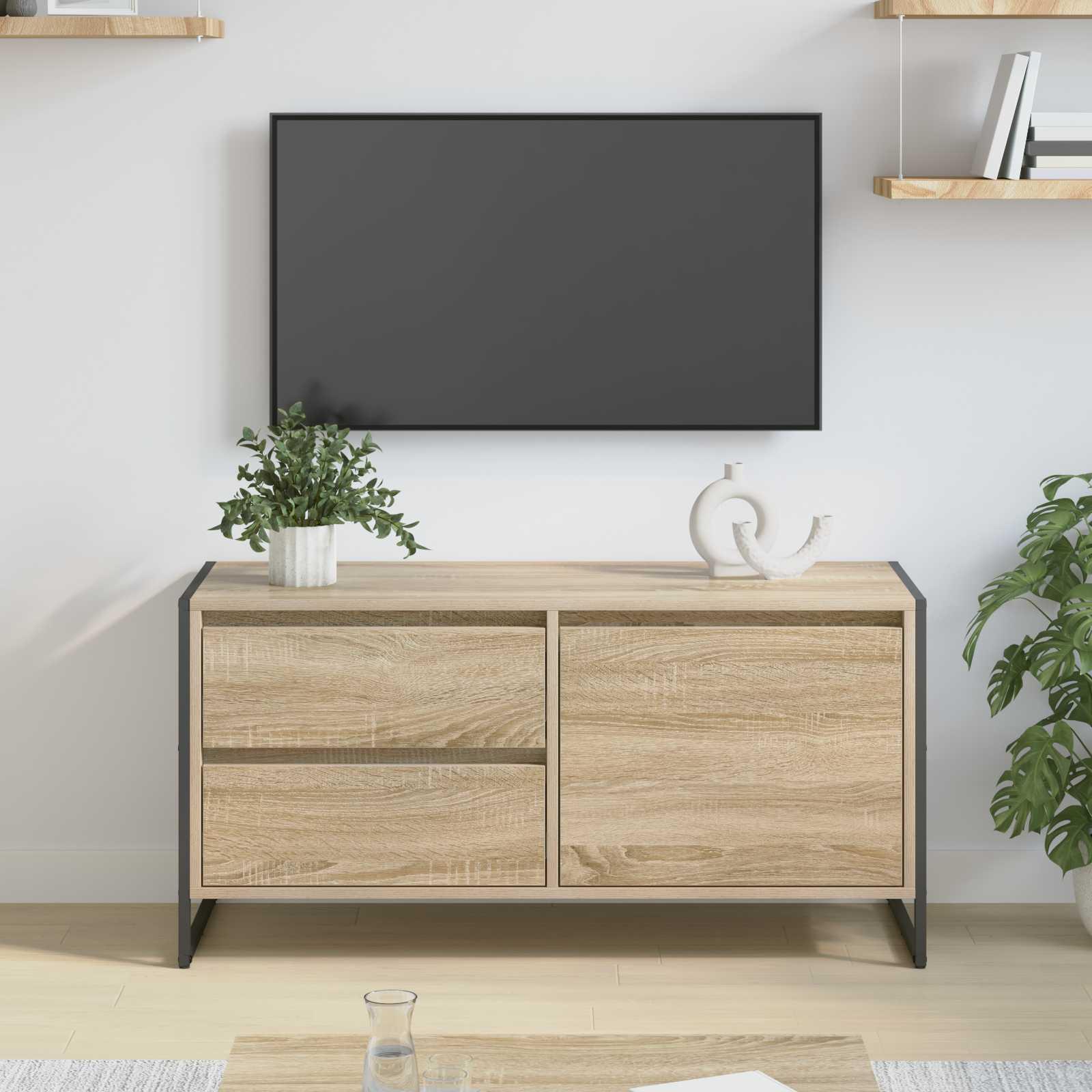 TV-skab med skuffe Sonoma 100 x 36 x 49,5 cm Konstrueret træ billede
