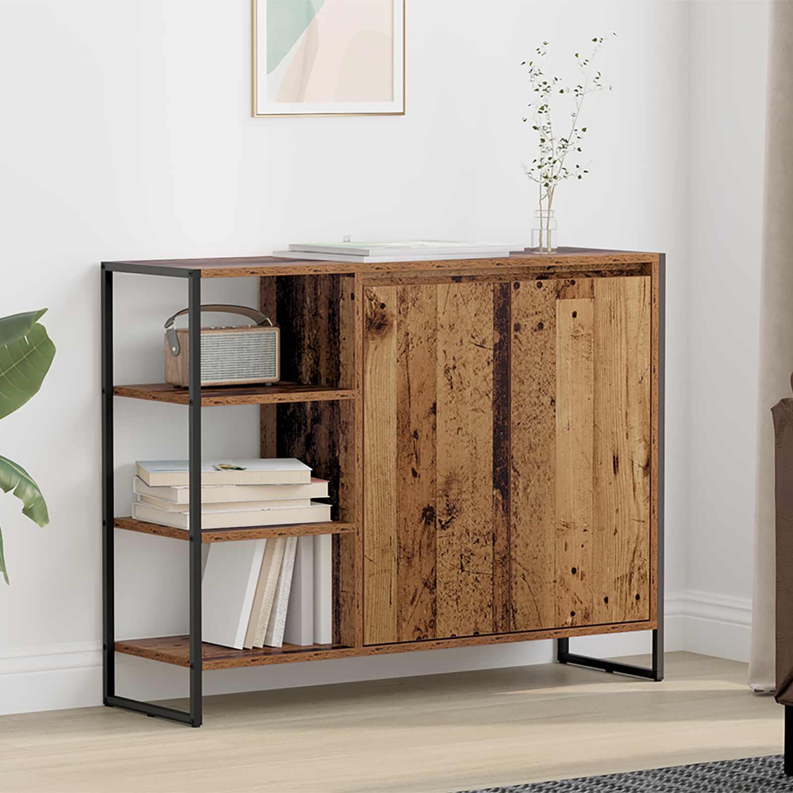 Sideskab Gammelt træ 96.5 x 30 x 75 cm Konstrueret træ billede