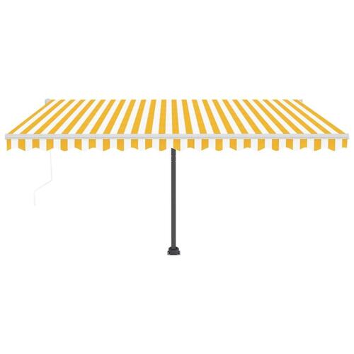 Markise m. LED + vindsensor 450x350 cm automatisk gul og hvid