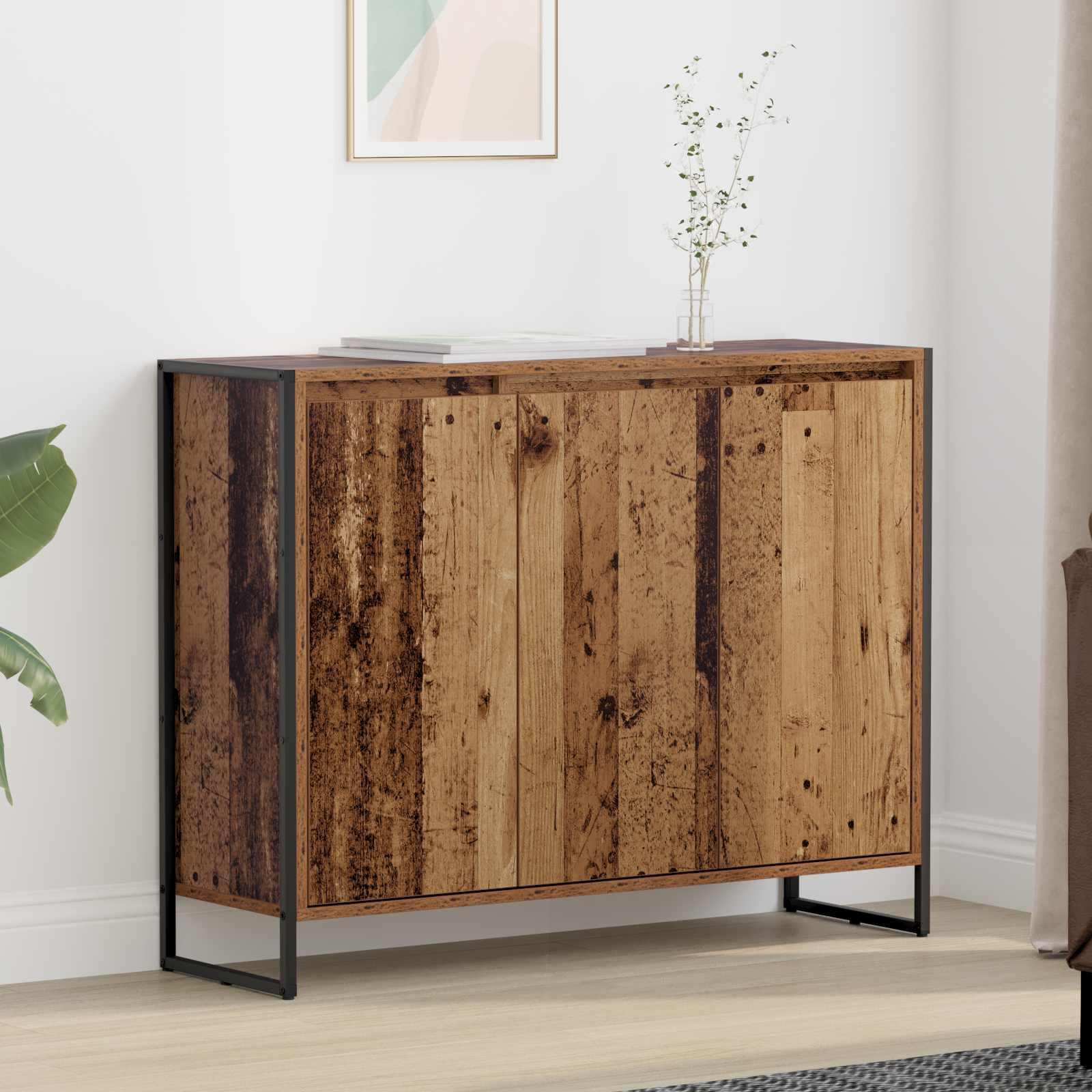 Sideskab Gammelt træ 96,5 x 30 x 75 cm Konstrueret træ billede