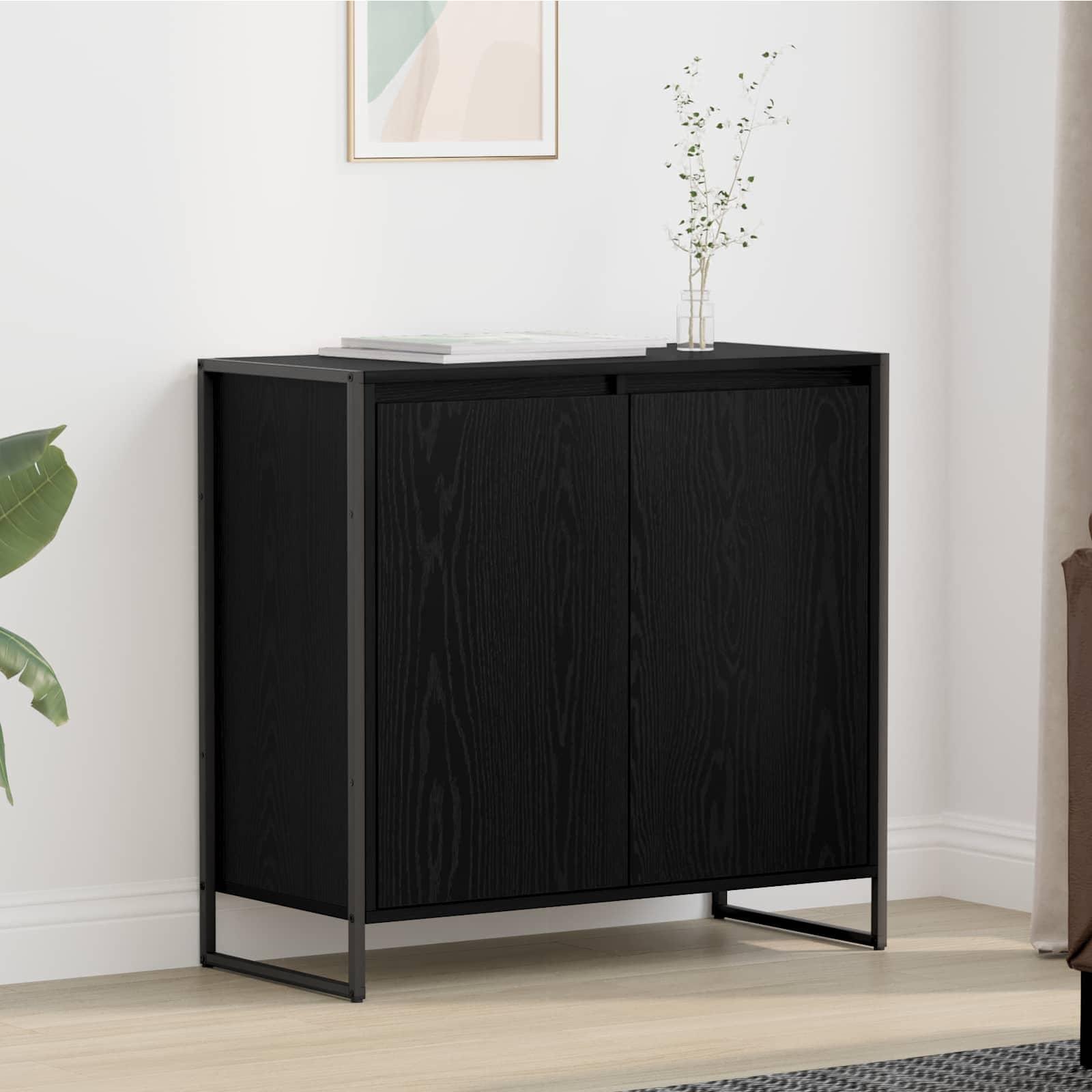 Sideskab Sort eg 79 x 36 x 75 cm Konstrueret træ billede