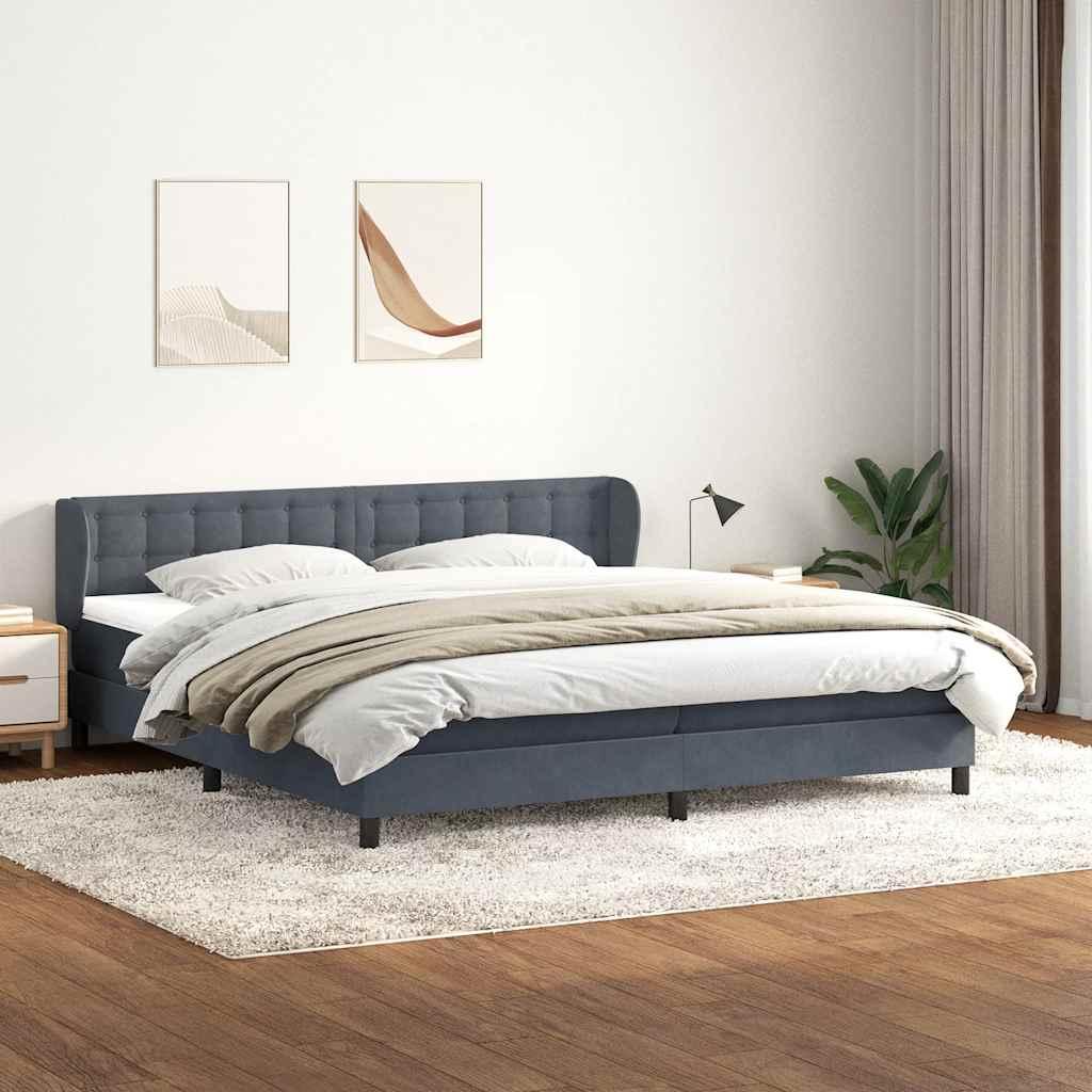 Kontinentalseng med madrasser 180×210 cm i fløjl - mørkegrå billede