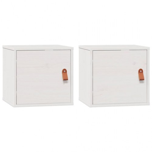Vægskabe 2 stk. - 31,5×30×30 cm i hvidt massivt fyrretræ