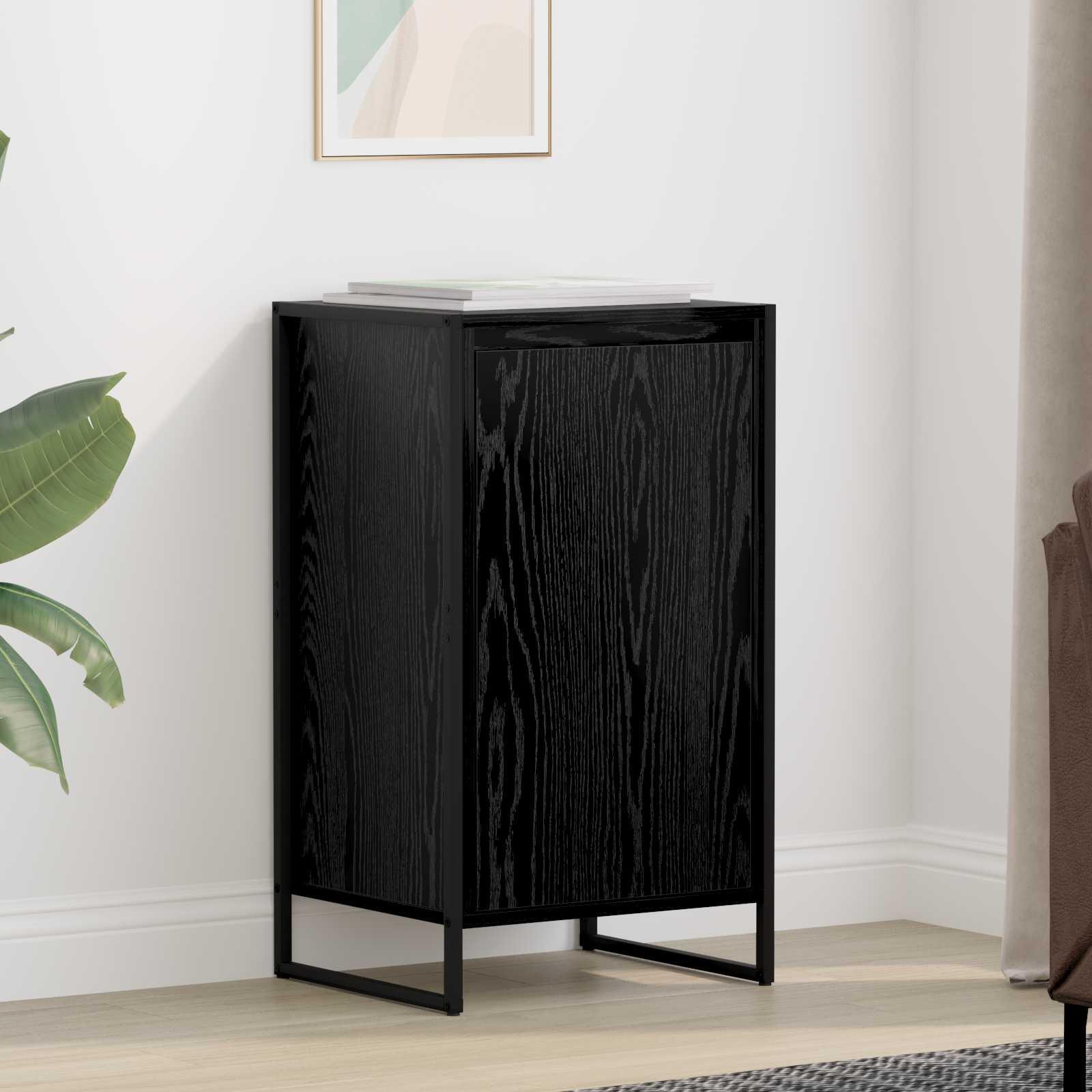 Skænk i sort eg 43 × 36 × 75,5 cm - konstrueret træ og stål billede