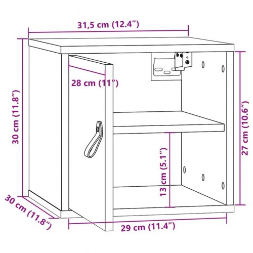 Vægskabe 2 stk. - 31,5×30×30 cm i hvidt massivt fyrretræ