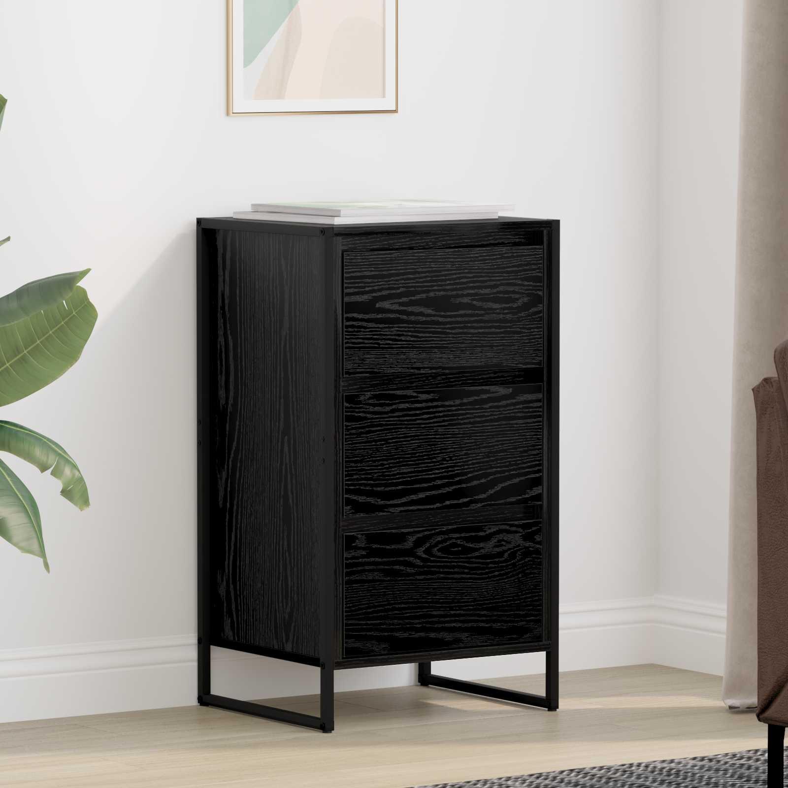 Sidebord med skuffe Sort eg 42 x 36 x 75.5 cm Konstrueret træ billede