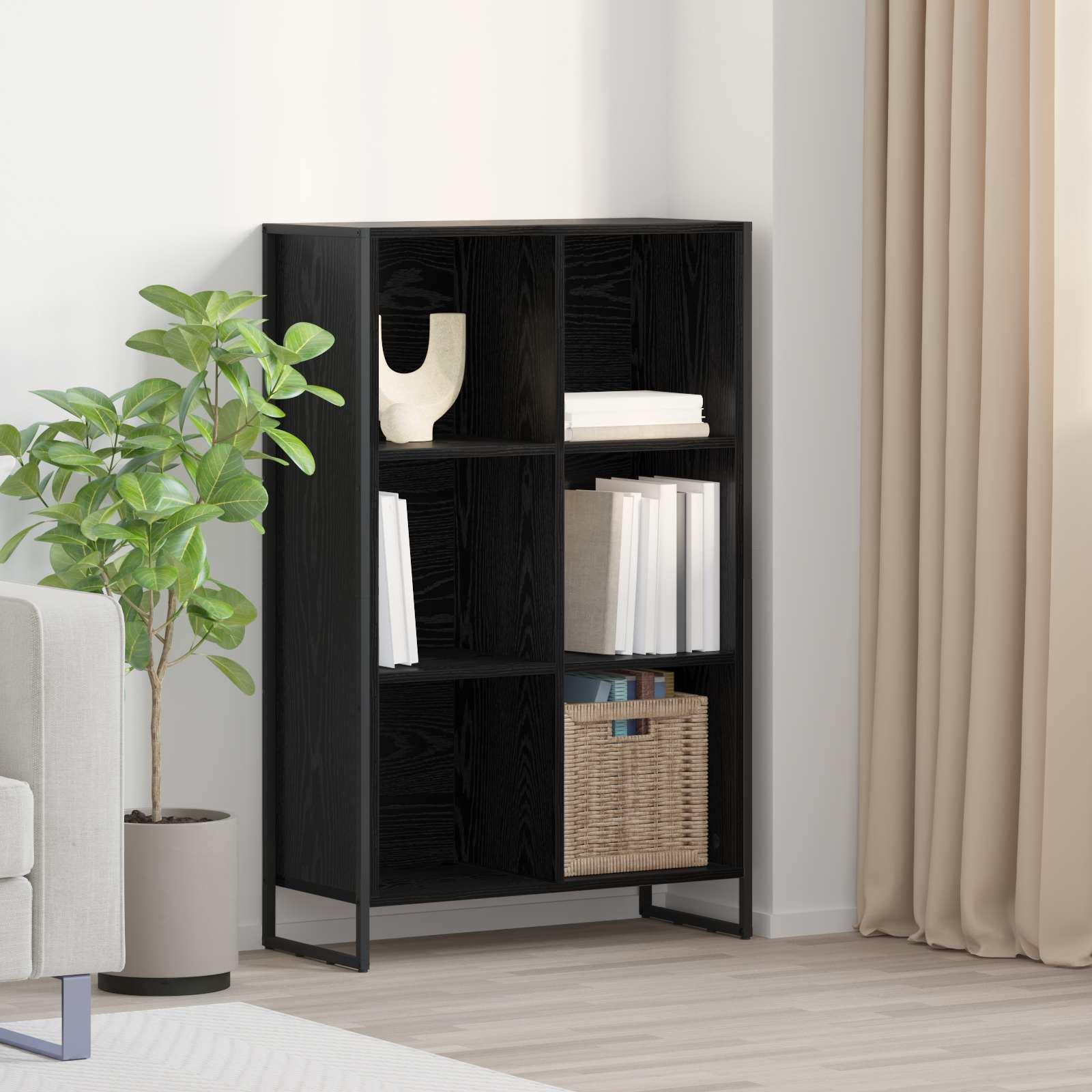 Bogskab i sort eg - 99,5 × 30 × 108,5 cm, konstrueret træ billede