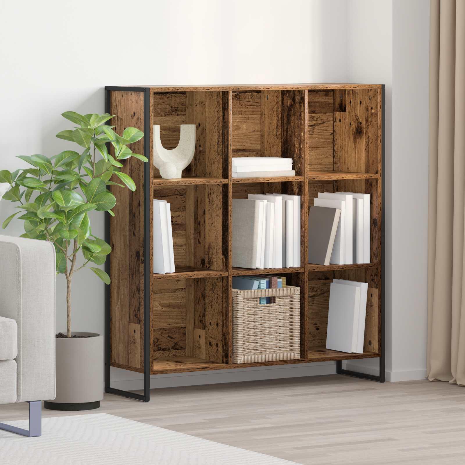 Bogskab Gammelt træ 99,5 x 30 x 108,5 cm Konstrueret træ billede