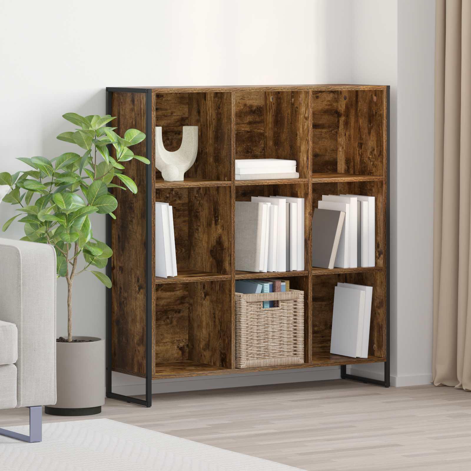 Bogskab Røget Eg 99,5 x 30 x 108,5 cm Konstrueret træ billede