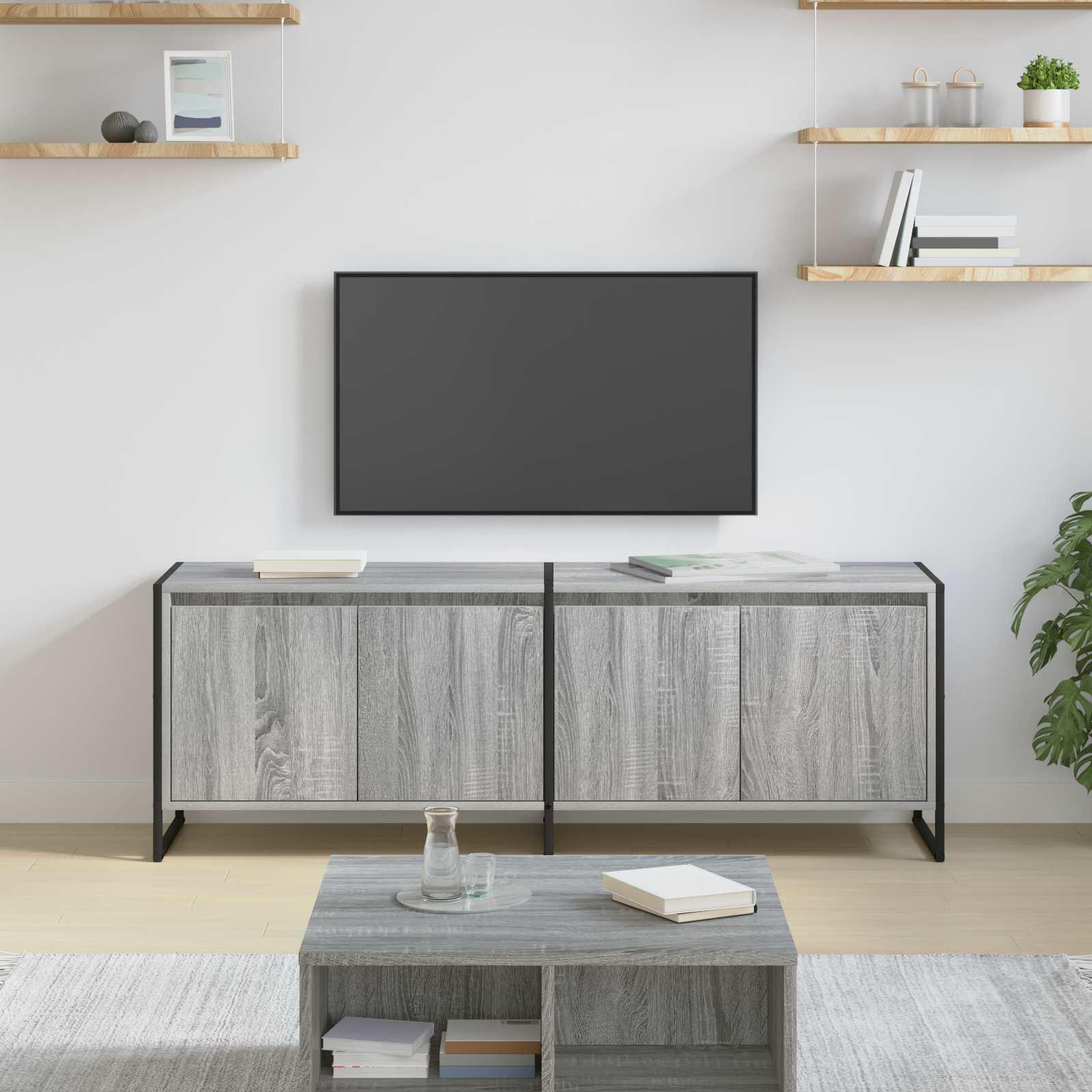 TV-skab i grå sonoma - 140 × 36 × 49,5 cm, konstrueret træ billede