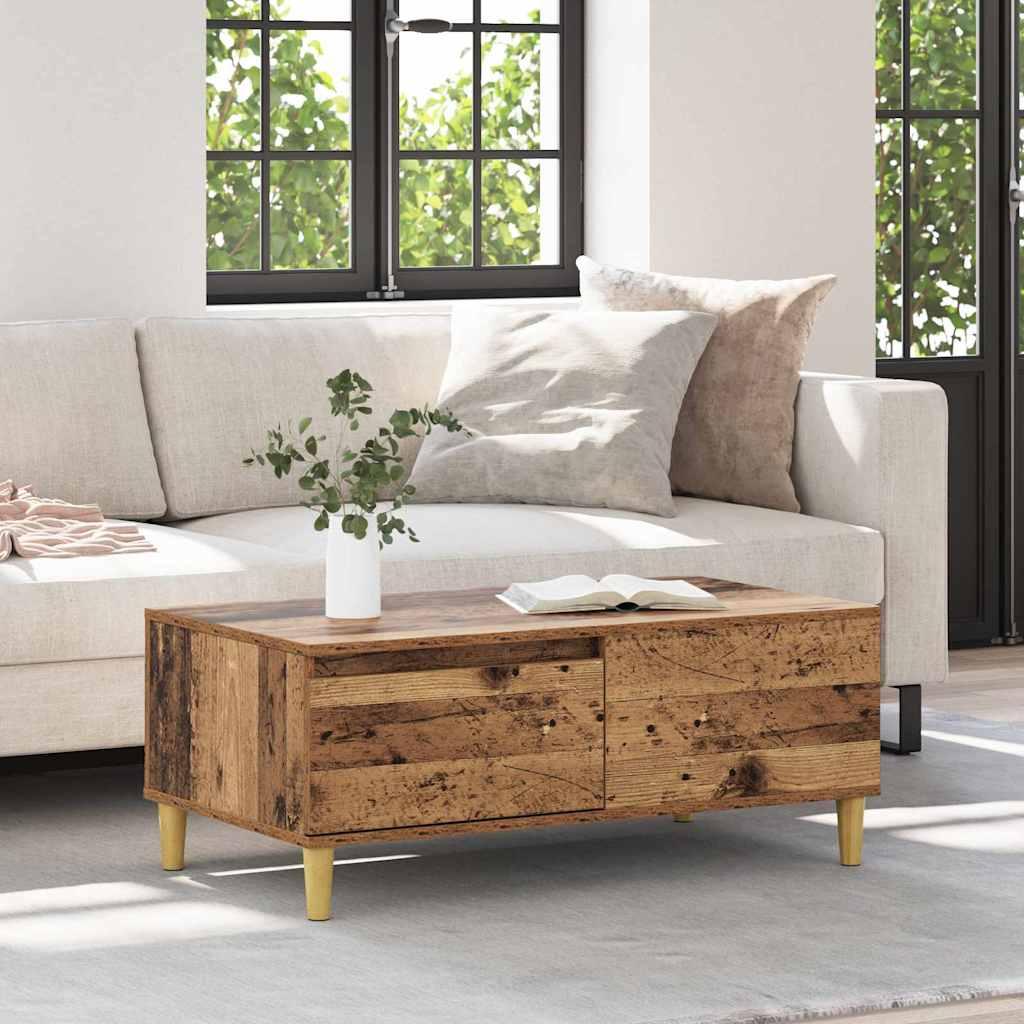 Sofabord med skuffe Gammelt træ 90 x 50 x 35 cm Konstrueret træ billede