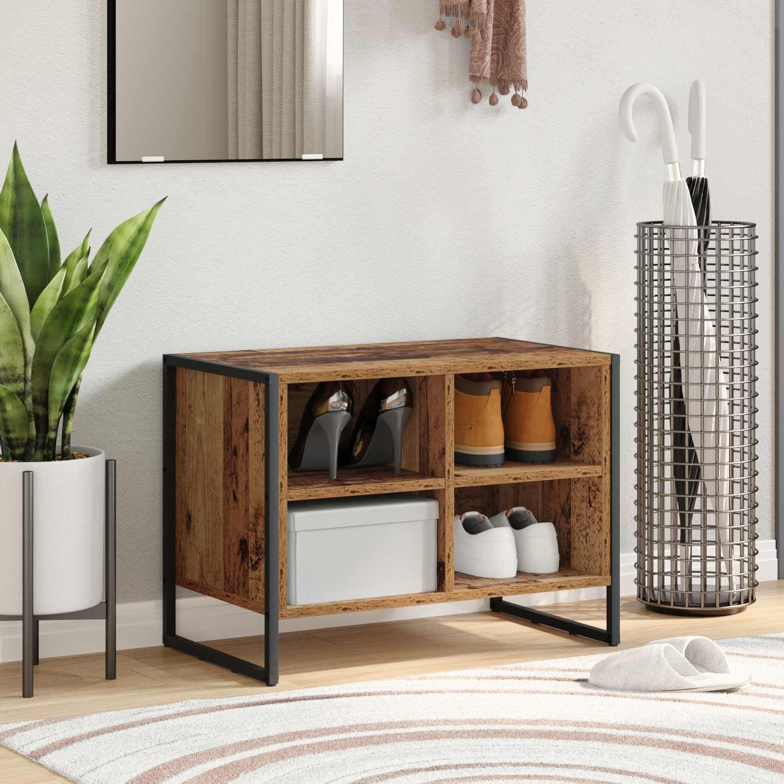Sko skab Gammelt træ 60 x 35 x 44 cm Konstrueret træ billede