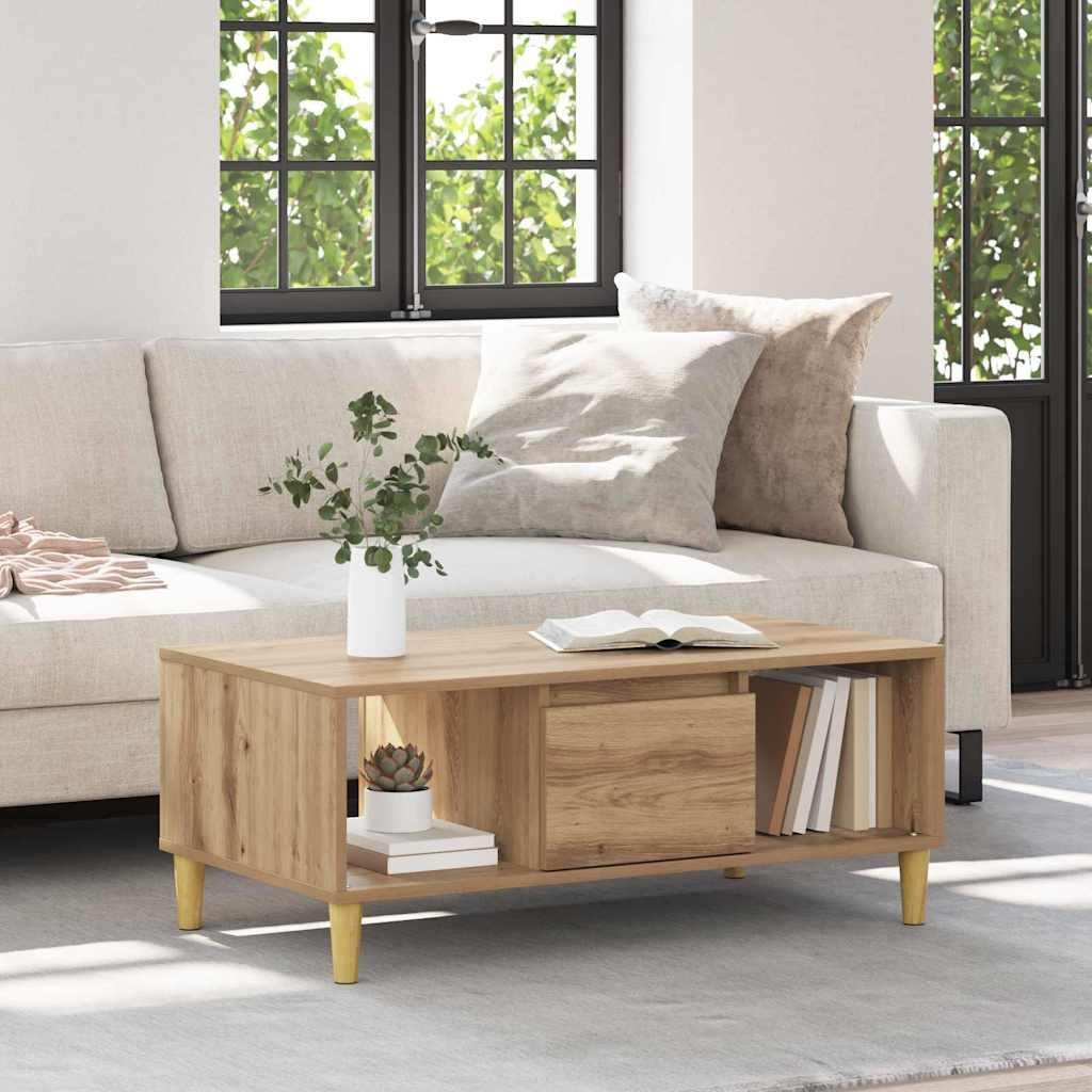 Sofabord Artisan Egetræ 90 x 50 x 26.5 cm Konstrueret træ billede
