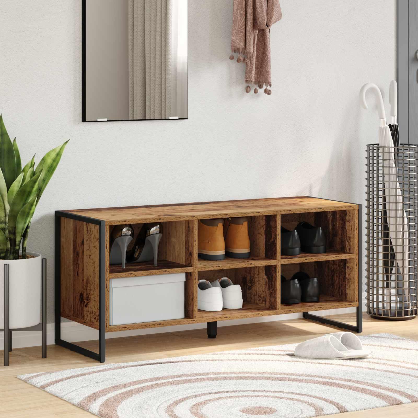 Sko skab Gammelt træ 60 x 35 x 44 cm Konstrueret træ billede