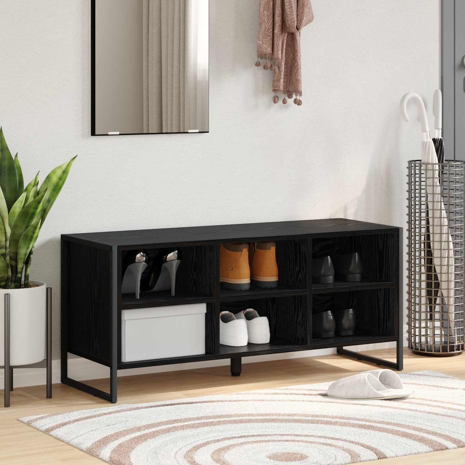 Sko skab med opbevaring Sort eg 60 x 35 x 44 cm Konstrueret træ billede