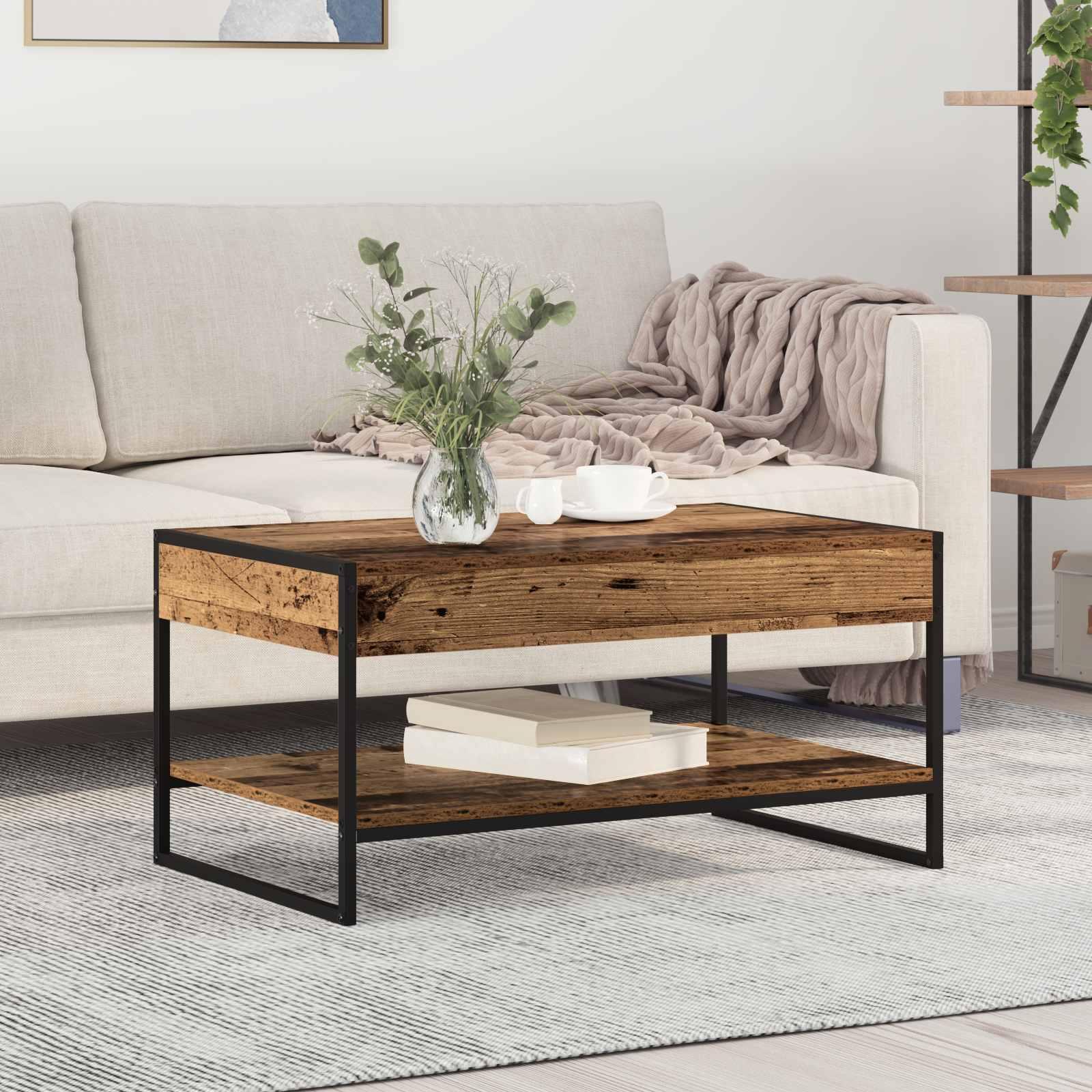 Sofabord Gammelt træ 80 x 50 x 40 cm Konstrueret træ billede