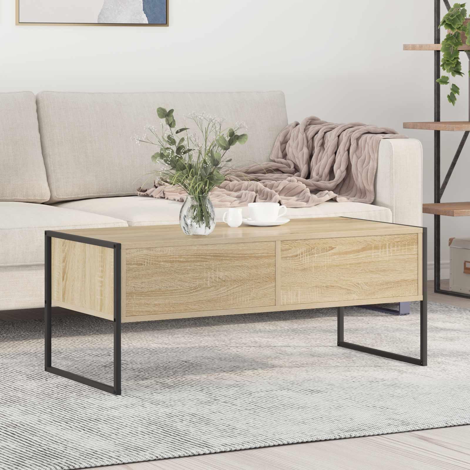 Sofabord med skuffe Sonoma 100 x 46 x 40 cm Konstrueret træ billede