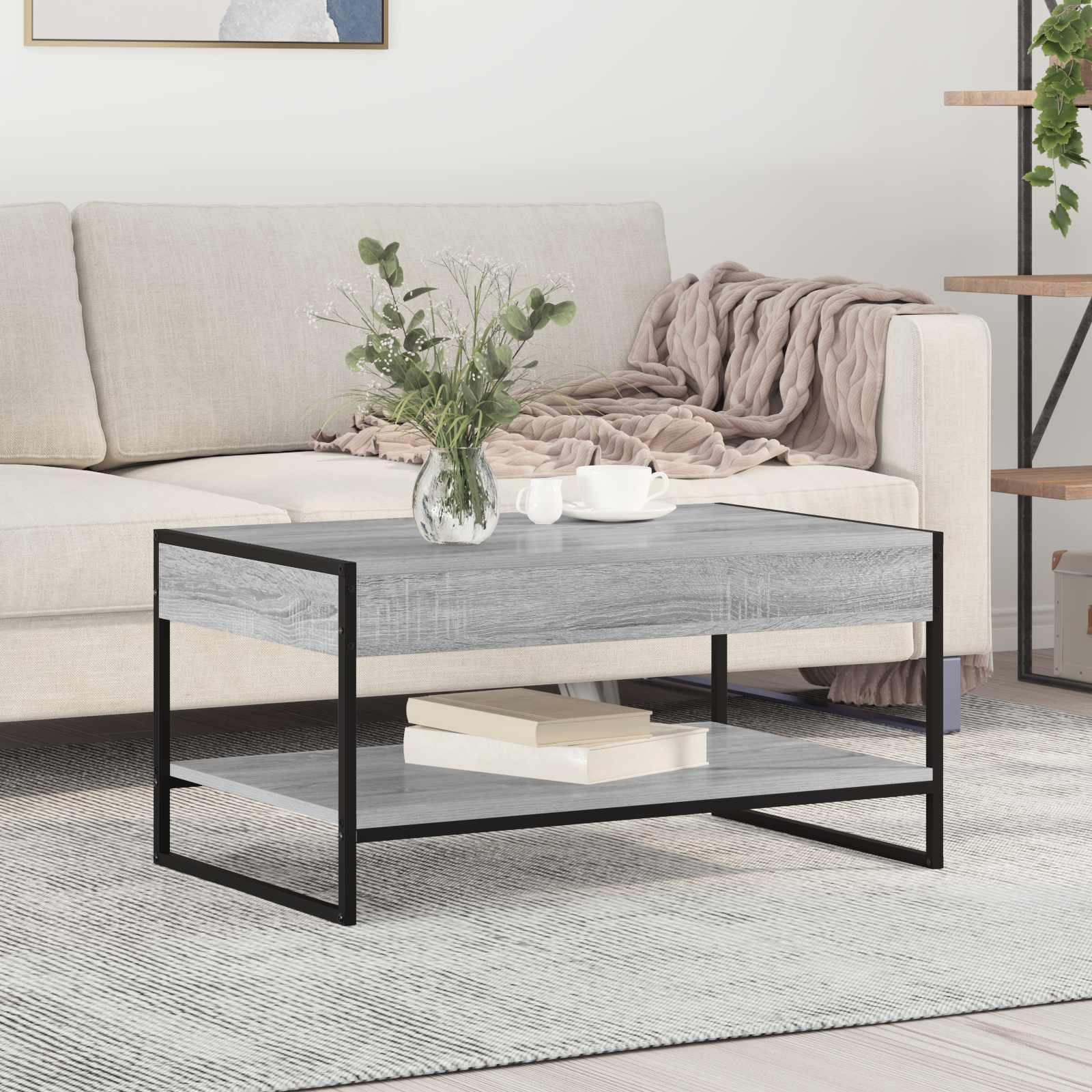 Sofabord Grå Sonoma 80 x 50 x 40 cm Konstrueret træ billede