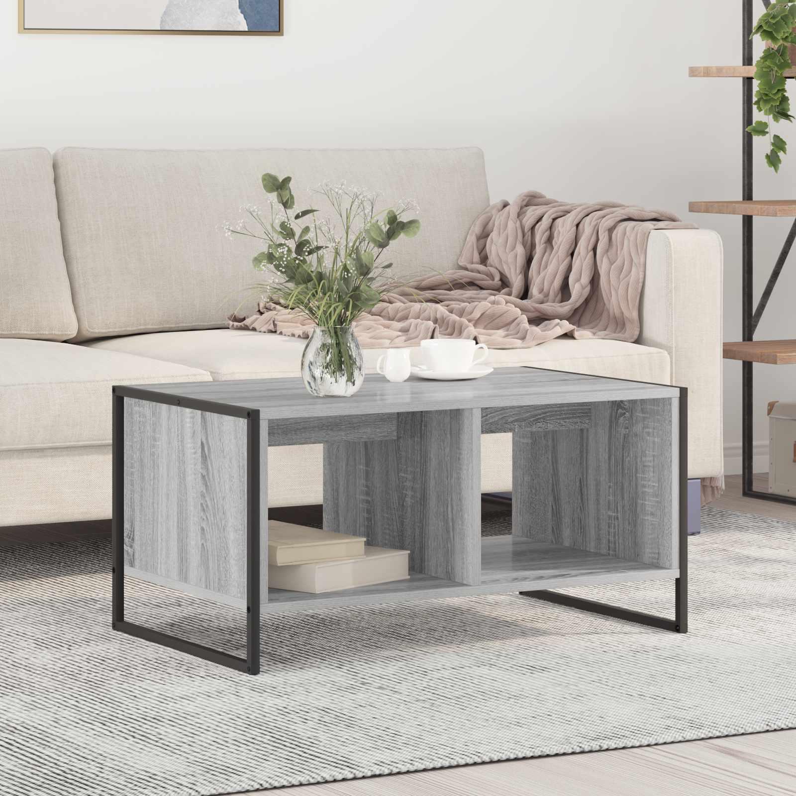Sofabord Grå Sonoma 80 x 50 x 40 cm Konstrueret træ billede