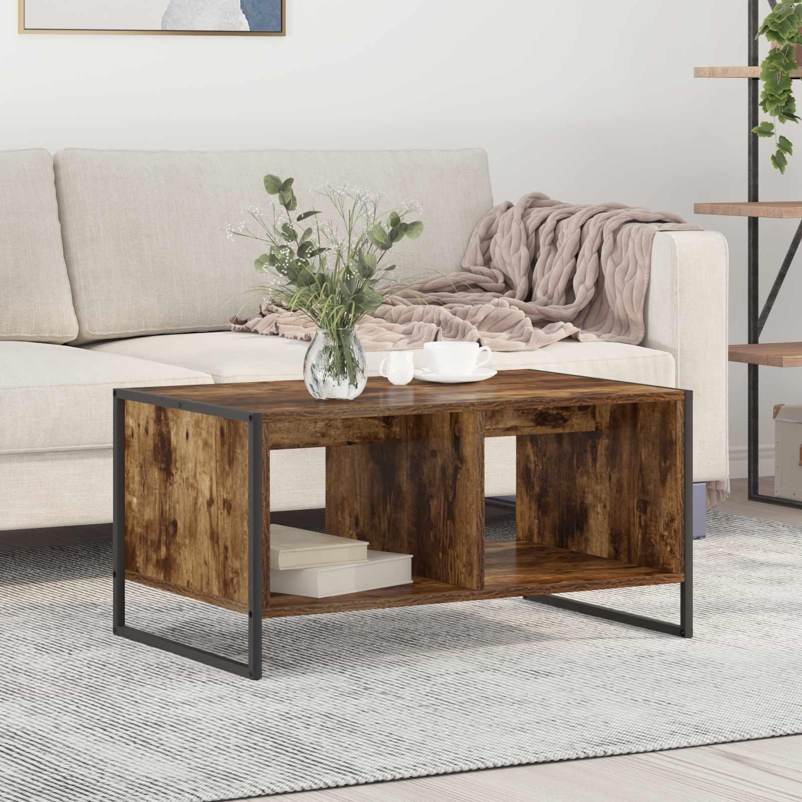 Sofabord Røget Eg 80 x 50 x 40 cm Konstrueret træ billede