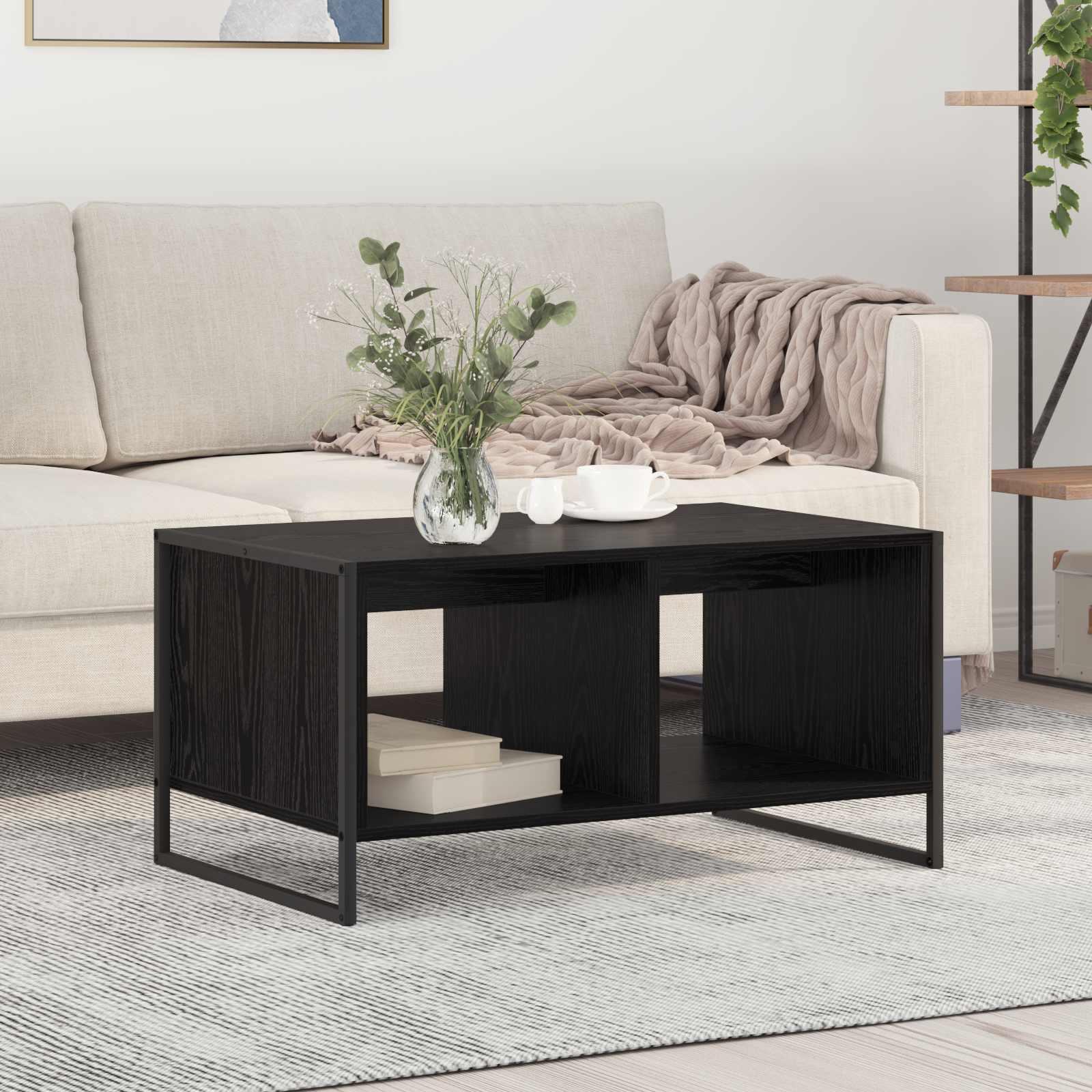 Sofabord Sort eg 80 x 50 x 40 cm Konstrueret træ billede