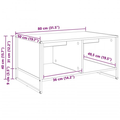 Sofabord i sort eg 80 x 50 x 40 cm