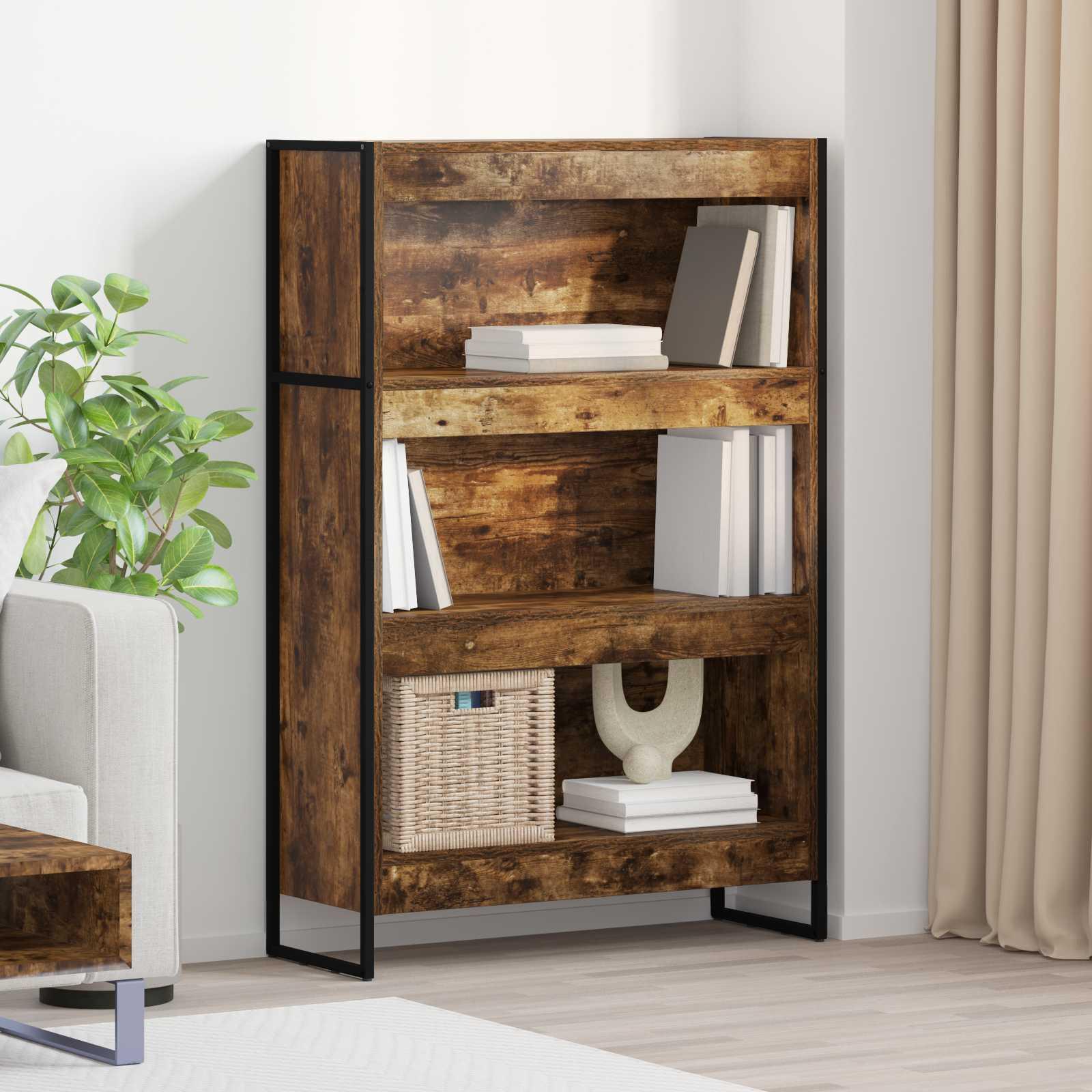 Bogskab Røget Eg 80 x 30 x 155 cm Konstrueret træ billede