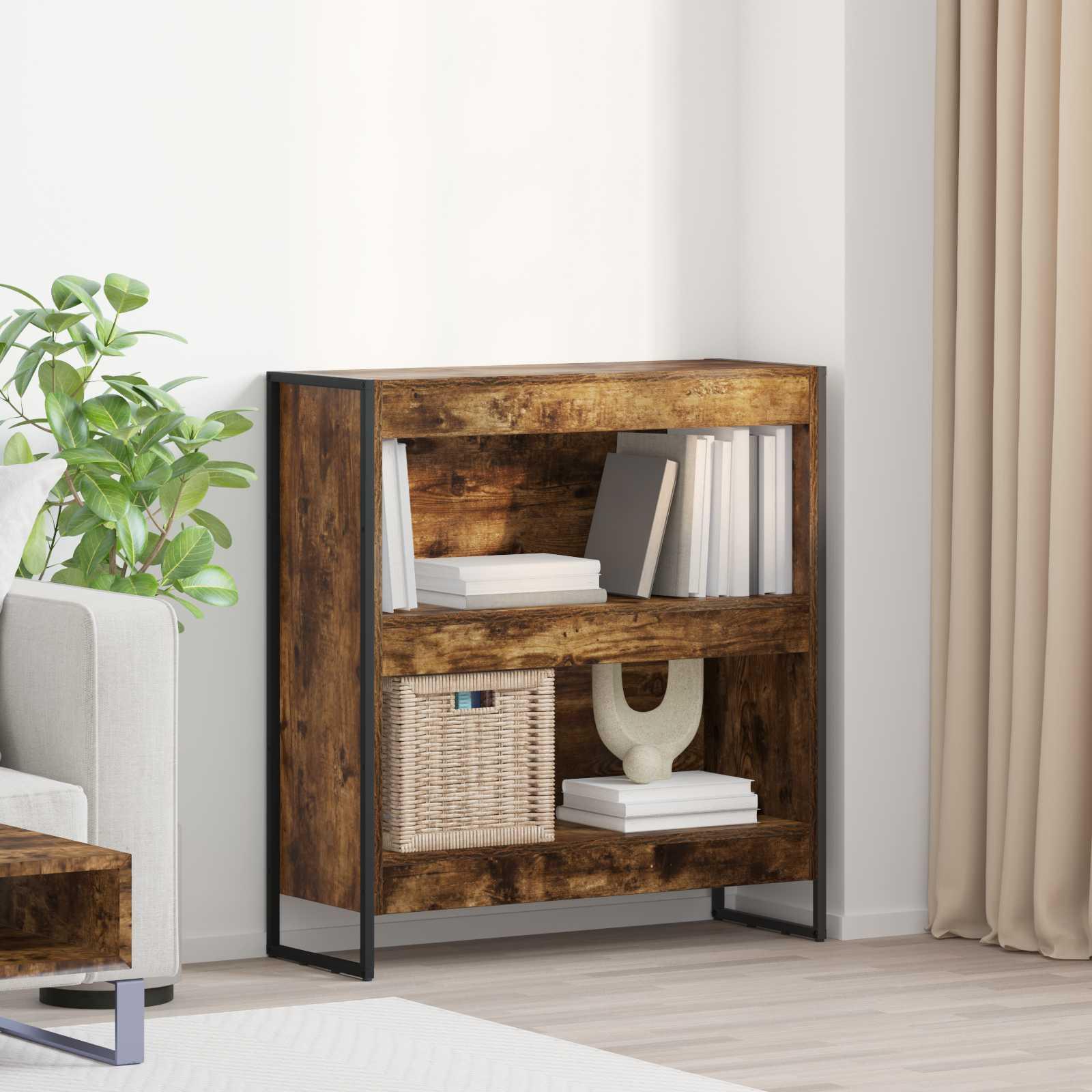 Bogskab Røget Eg 80 x 30 x 155 cm Konstrueret træ billede