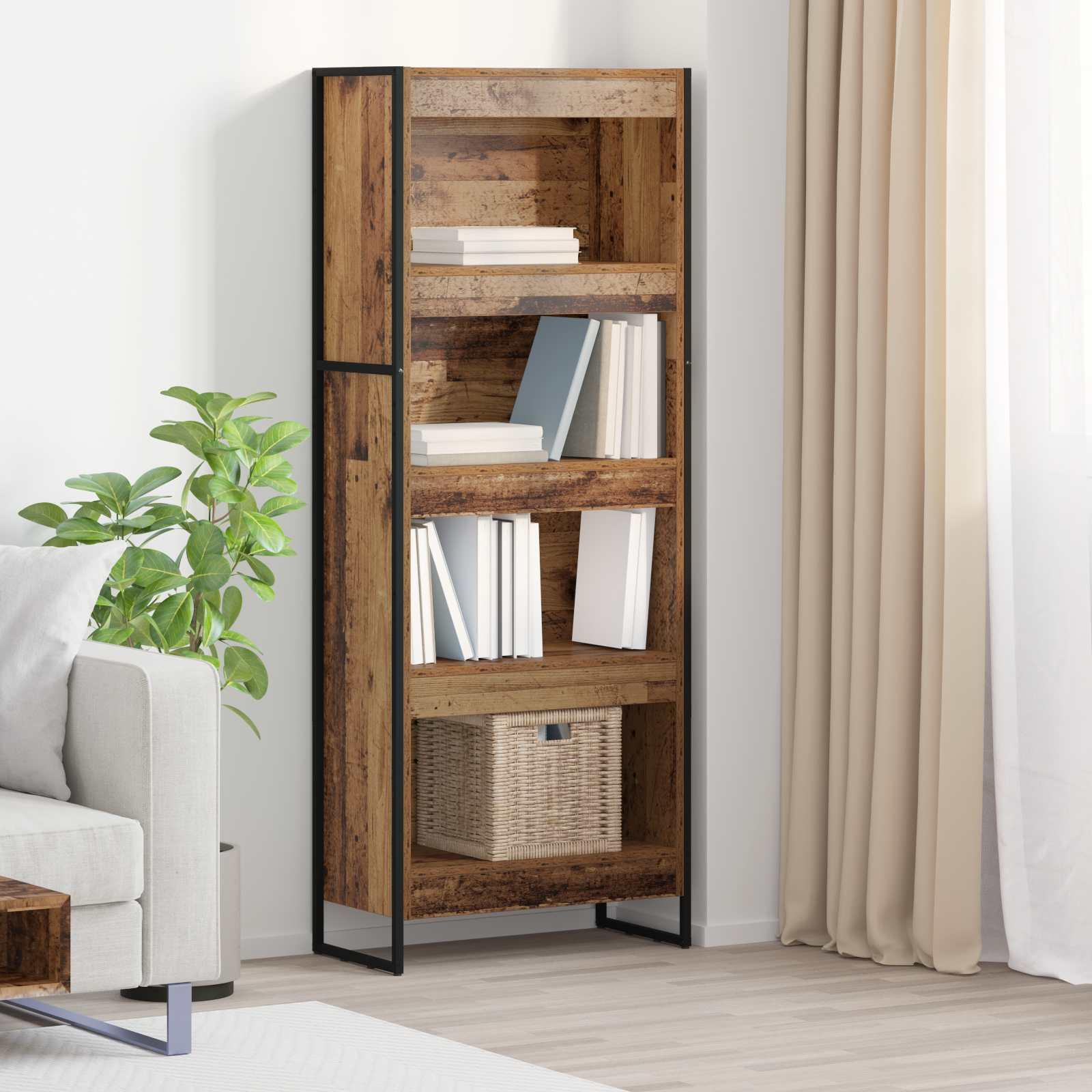 Bogskab Gammelt træ 80 x 30 x 155 cm Konstrueret træ billede