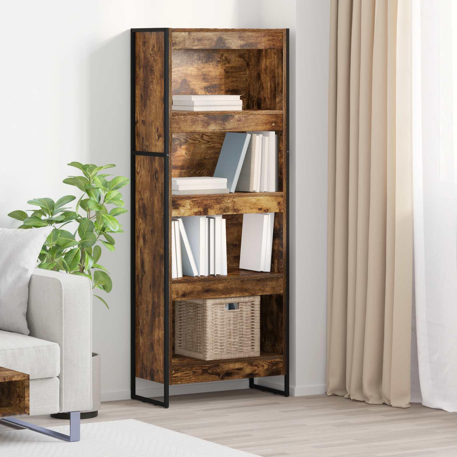 Bogskab Røget Eg 80 x 30 x 155 cm Konstrueret træ billede