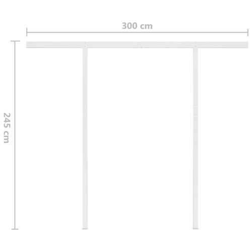 Markise m. stolper 3x2,5 m manuel betjening gul og hvid