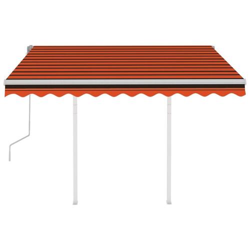 Markise m. stolper 3x2,5 m manuel betjening orange og brun